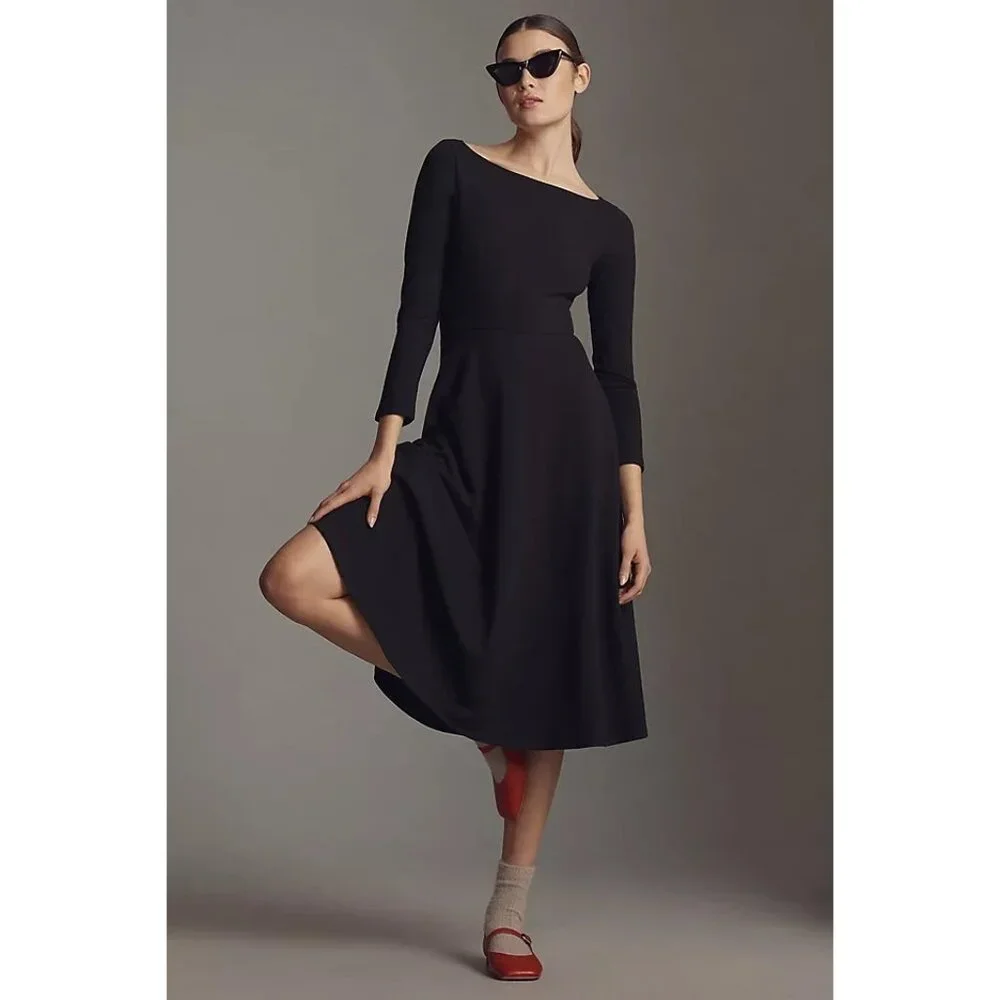 Reformation Wiley BLACK JERSEY Dress Size XS - Picture 1 of 7